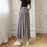 Loose Pleated Chiffon Pants Gray