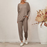 2-Piece Ribbed Loungewear Set Taupe