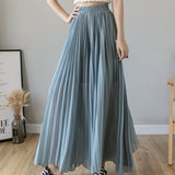 Loose Pleated Chiffon Pants Blue