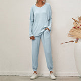 2-Piece Ribbed Loungewear Set Blue