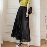 Loose Pleated Chiffon Pants Black