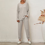 2-Piece Ribbed Loungewear Set Beige