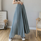 Loose Pleated Chiffon Pants Blue