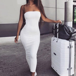 Solid Strapless Bodycon Dress