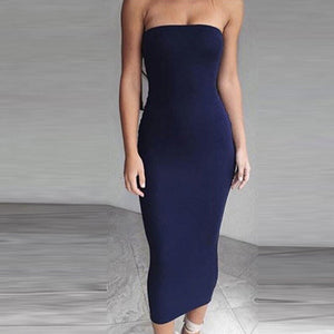 Solid Strapless Bodycon Dress