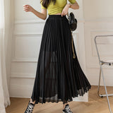 Loose Pleated Chiffon Pants Black