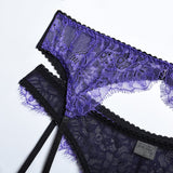 3-Piece Purple Lace Lingerie Set Purple