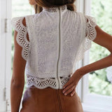 White Lace Crochet Blouse Top White