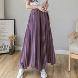 Loose Pleated Chiffon Pants Purple