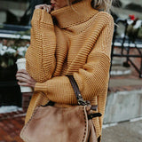 Knitted Oversized Turtleneck Sweater Camel