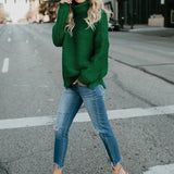 Knitted Oversized Turtleneck Sweater Green