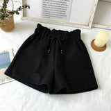 Elastic Thick Warm Woolen Shorts Black