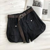 Casual Cargo Belt Shorts Black