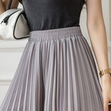 Loose Pleated Chiffon Pants Gray