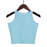 Solid Color Cotton Tank Top Light Blue