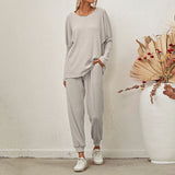 2-Piece Ribbed Loungewear Set Beige