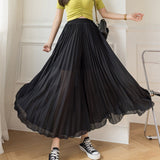 Loose Pleated Chiffon Pants Black