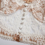 Lace Button Camisole White