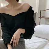 Scallop Collar Blouse Top Black