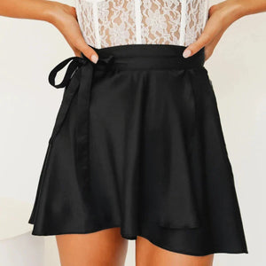 Wrap Satin Mini Skirt