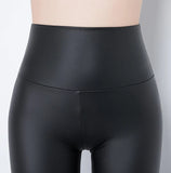 High Waist Faux Leather Leggings Thin Matte