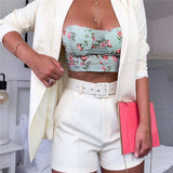 Solid Blazer and Shorts Matching Set White