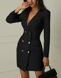 Double Breasted Buttoned Blazer Dress