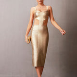 Iconic Bondage Cut Out Midi Dress Gold