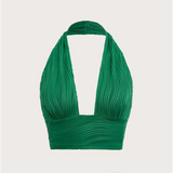 Backless Crop Halter Top Green