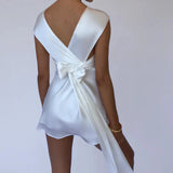 Sleeveless Iron Ring Mini Dress White