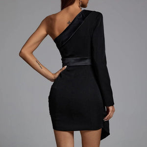 One Shoulder Sequin Blazer Dress