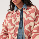 Patchwork Bomber Jacket Pink