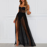 Retro Sheer Maxi Dress Black