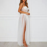 Retro Sheer Maxi Dress White