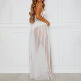 Retro Sheer Maxi Dress White