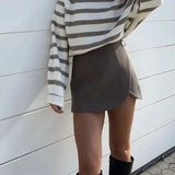 High Waist Lightweight Skort Brown