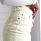 High Waist Straight Leg Jeans Cream