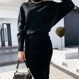 2-Piece Turtleneck Puff Sleeve Sweater and Midi Skirt Set