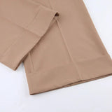 High Waist Pleated Wide Leg Pants Khaki