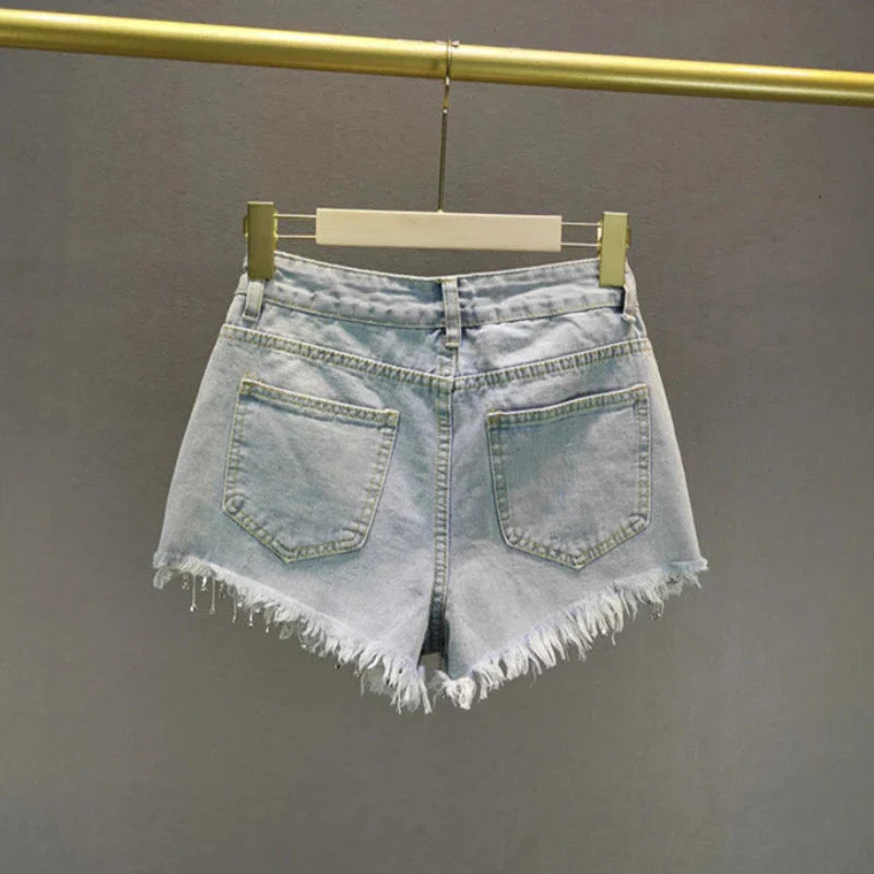 Rhinestone Tassel Denim Shorts