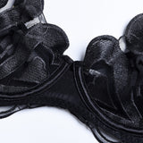 2-Piece Heart Embroidered Lingerie Set Black