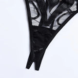 2-Piece Heart Embroidered Lingerie Set Black