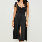 Sleeveless Strappy Shoulder Midi Dress Black