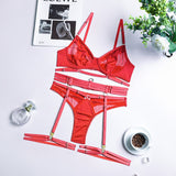 3-Piece Classy Lingerie Set Red