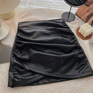 Faux Leather Ruffle Mini Skirt