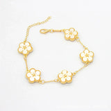 18K Gold Plated Flower Bracelet White