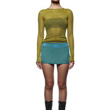 Knitted Casual Long Sleeve Top Green