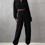 2-Piece Velvet Sweater and Sweatpants Set