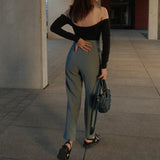 Chic Straight Leg Pants Gray