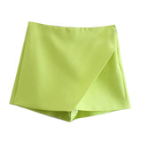 Candy Color Asymmetrical Skort Lime